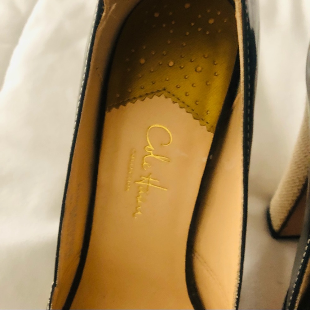 Patent Leather Navy Blue Cole Haan Peep Toe-Size 7 - Picture 2 of 5